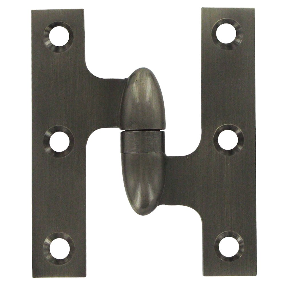 Deltana Solid Brass 3" x 2 1/2" Right Handed Olive Knuckle Door Hinge (Sold Individually) in Antique Nickel