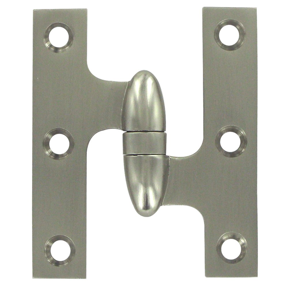 Deltana Solid Brass 3" x 2 1/2" Right Handed Olive Knuckle Door Hinge (Sold Individually) in Brushed Nickel