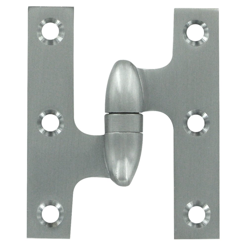 Deltana Solid Brass 3" x 2 1/2" Left Handed Olive Knuckle Door Hinge (Sold Individually) in Brushed Chrome