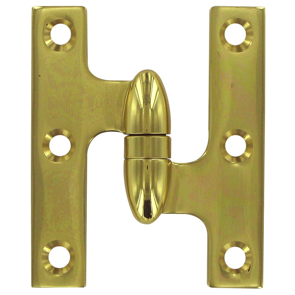 Deltana Solid Brass 3" x 2 1/2" Right Handed Olive Knuckle Door Hinge (Sold Individually) in Polished Brass
