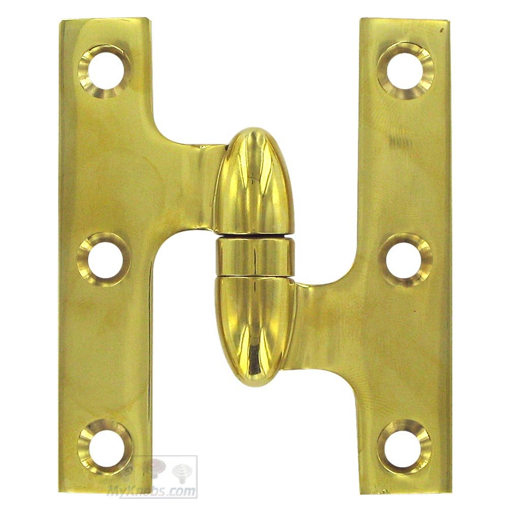 Deltana Solid Brass 3" x 2 1/2" Right Handed Olive Knuckle Door Hinge (Sold Individually) in Polished Brass Unlacquered
