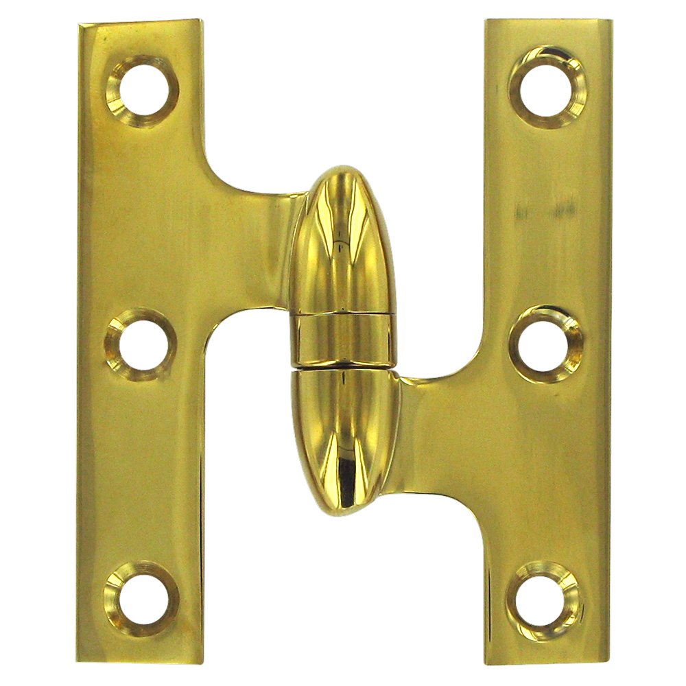 Deltana Solid Brass 3" x 2 1/2" Right Handed Olive Knuckle Door Hinge (Sold Individually) in PVD Brass