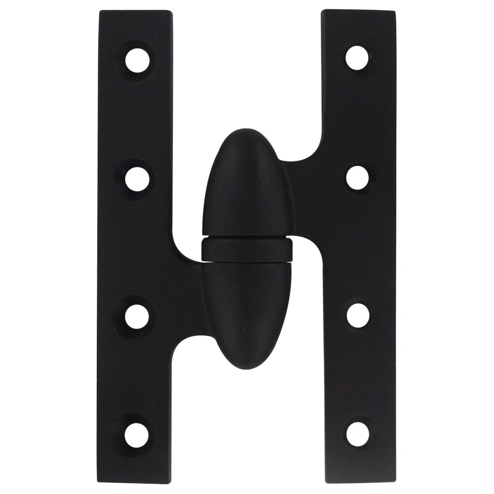 Deltana Solid Brass 5" x 3 1/4" Left Handed Olive Knuckle Door Hinge (Sold Individually) in Paint Black
