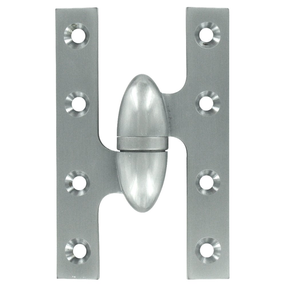 Deltana Solid Brass 5" x 3 1/4" Left Handed Olive Knuckle Door Hinge (Sold Individually) in Brushed Chrome