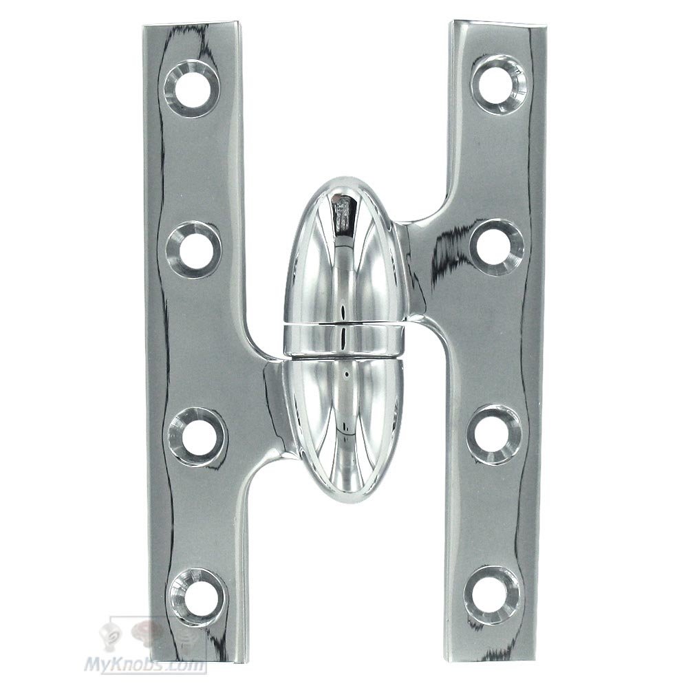 Deltana Solid Brass 5" x 3 1/4" Left Handed Olive Knuckle Door Hinge (Sold Individually) in Polished Chrome