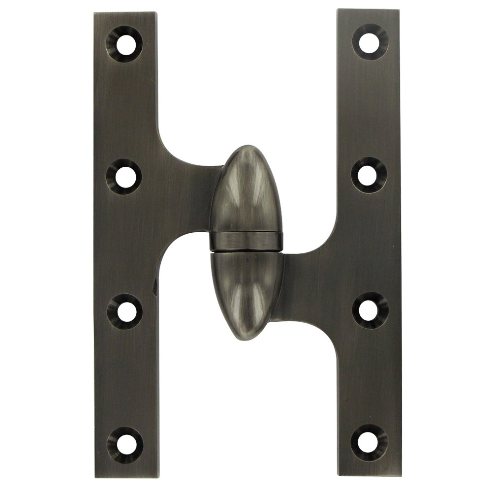 Deltana Solid Brass 6" x 4" Right Handed Olive Knuckle Door Hinge (Sold Individually) in Antique Nickel