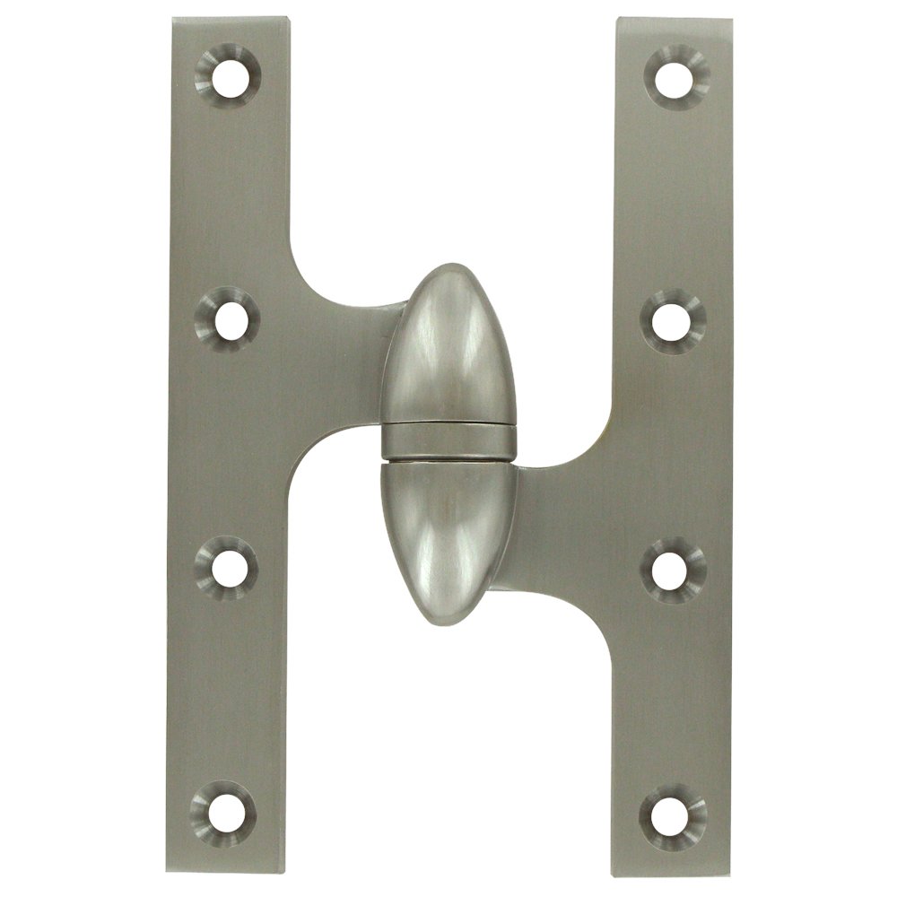 Deltana Solid Brass 6" x 4" Right Handed Olive Knuckle Door Hinge (Sold Individually) in Brushed Nickel