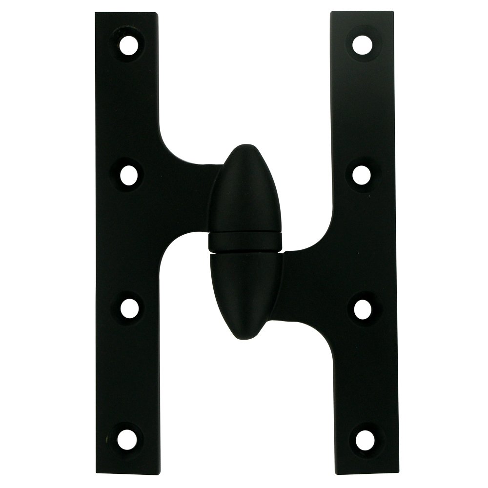 Deltana Solid Brass 6" x 4" Right Handed Olive Knuckle Door Hinge (Sold Individually) in Paint Black
