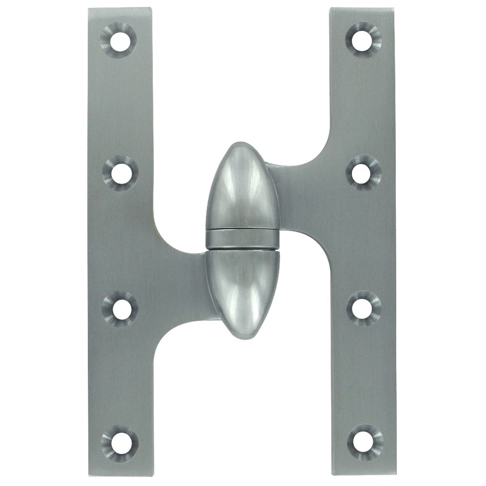 Deltana Solid Brass 6" x 4" Left Handed Olive Knuckle Door Hinge (Sold Individually) in Brushed Chrome