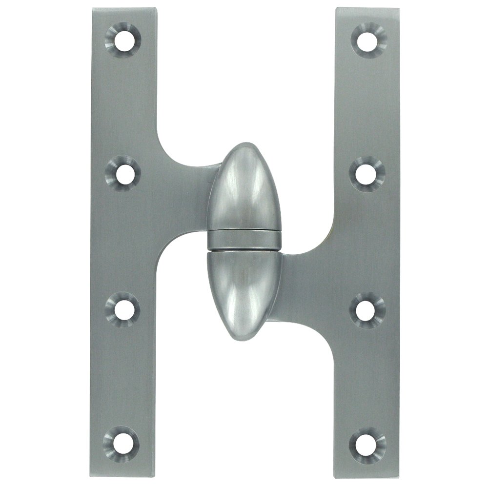 Deltana Solid Brass 6" x 4" Right Handed Olive Knuckle Door Hinge (Sold Individually) in Brushed Chrome