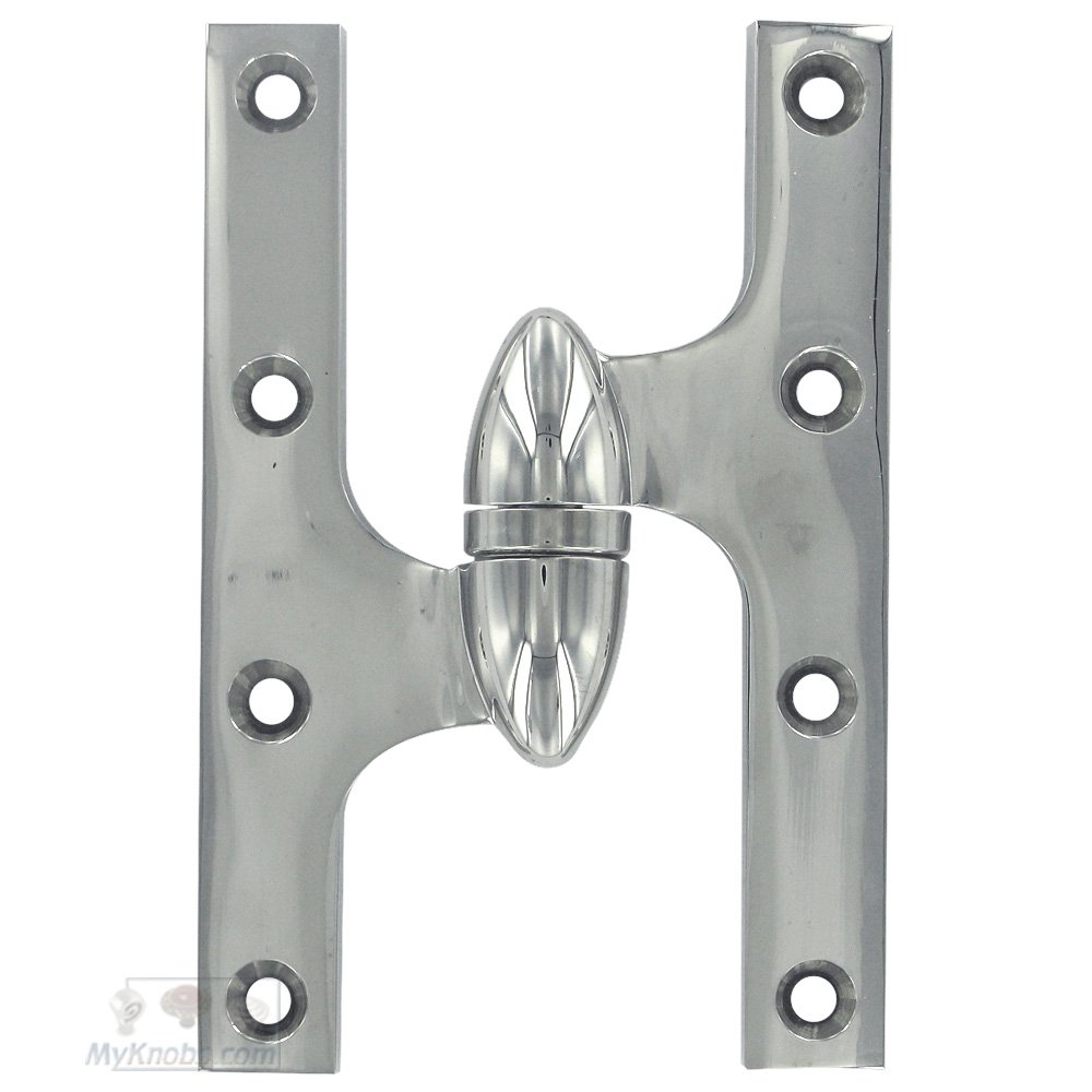 Deltana Solid Brass 6" x 4" Left Handed Olive Knuckle Door Hinge (Sold Individually) in Polished Chrome