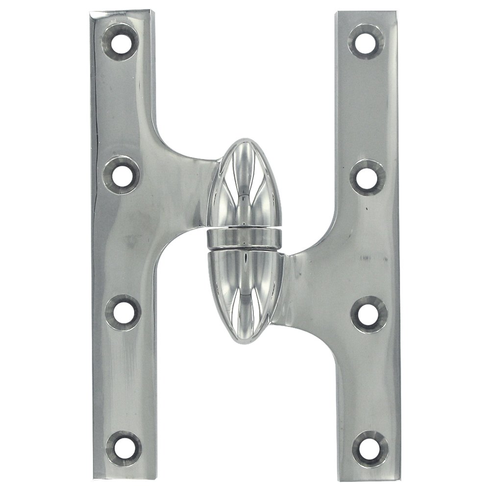 Deltana Solid Brass 6" x 4" Right Handed Olive Knuckle Door Hinge (Sold Individually) in Polished Chrome