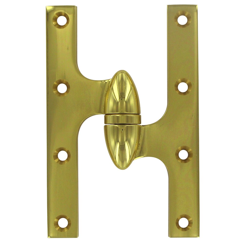 Deltana Solid Brass 6" x 4" Right Handed Olive Knuckle Door Hinge (Sold Individually) in Polished Brass