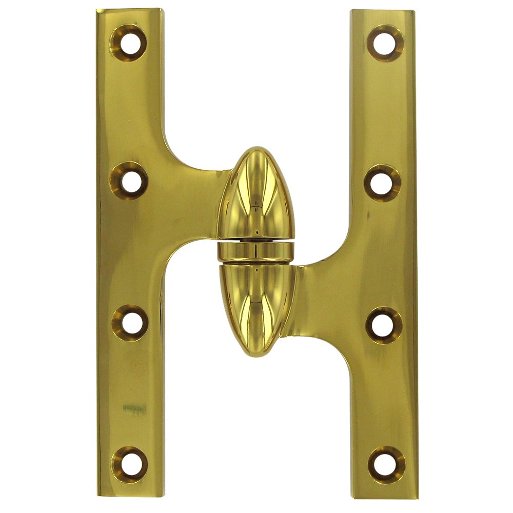 Deltana Solid Brass 6" x 4" Left Handed Olive Knuckle Door Hinge (Sold Individually) in PVD Brass