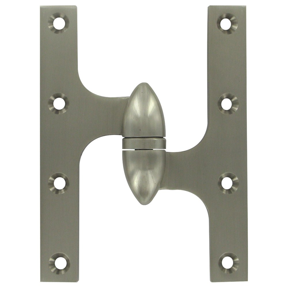 Deltana Solid Brass 6" x 4 1/2" Right Handed Olive Knuckle Door Hinge (Sold Individually) in Brushed Nickel