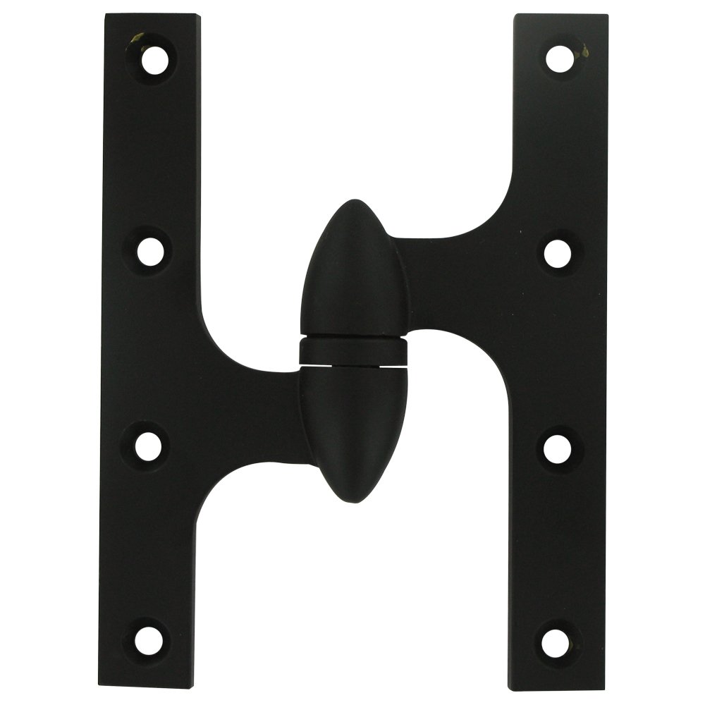 Deltana Solid Brass 6" x 4 1/2" Left Handed Olive Knuckle Door Hinge (Sold Individually) in Paint Black
