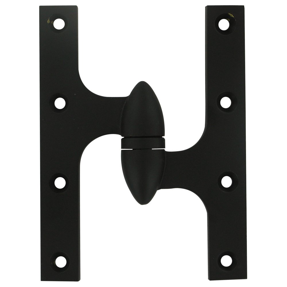 Deltana Solid Brass 6" x 4 1/2" Right Handed Olive Knuckle Door Hinge (Sold Individually) in Paint Black