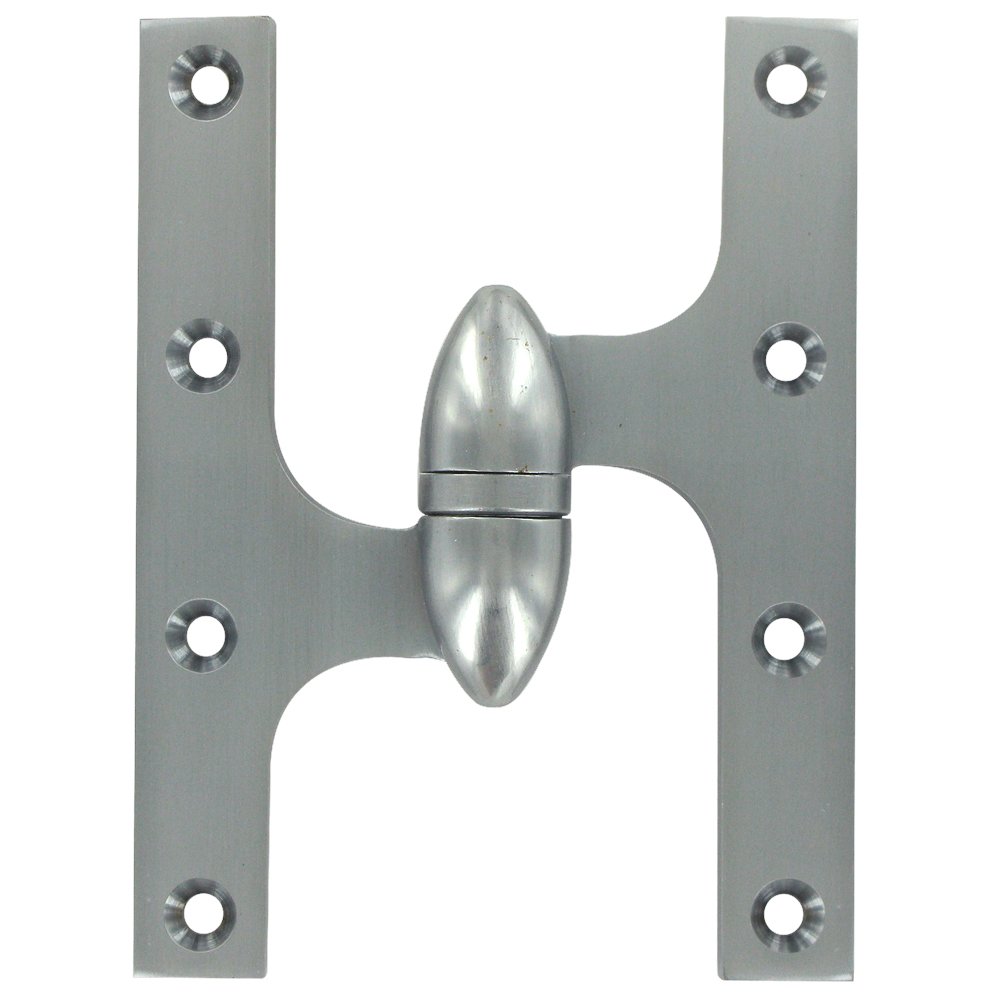 Deltana Solid Brass 6" x 4 1/2" Left Handed Olive Knuckle Door Hinge (Sold Individually) in Brushed Chrome