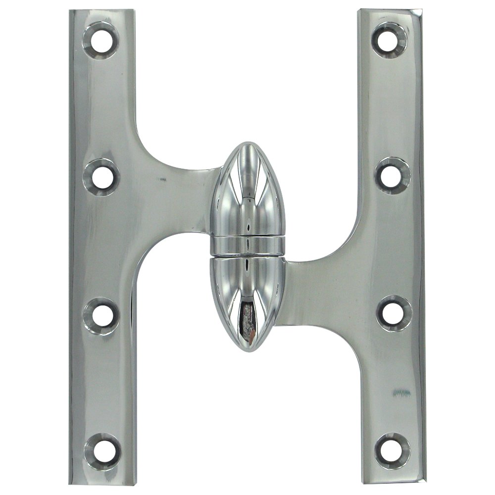 Deltana Solid Brass 6" x 4 1/2" Right Handed Olive Knuckle Door Hinge (Sold Individually) in Polished Chrome