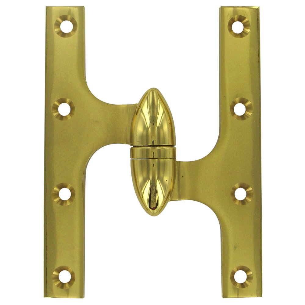 Deltana Solid Brass 6" x 4 1/2" Right Handed Olive Knuckle Door Hinge (Sold Individually) in Polished Brass