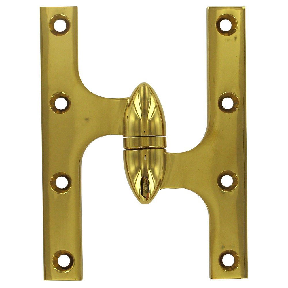 Deltana Solid Brass 6" x 4 1/2" Right Handed Olive Knuckle Door Hinge (Sold Individually) in PVD Brass