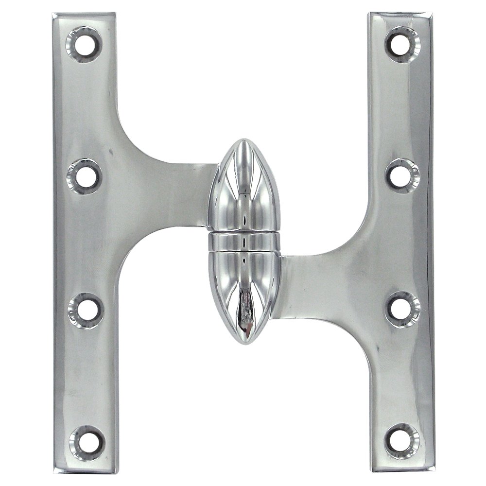 Deltana Solid Brass 6" x 5" Right Handed Olive Knuckle Door Hinge (Sold Individually) in Polished Chrome