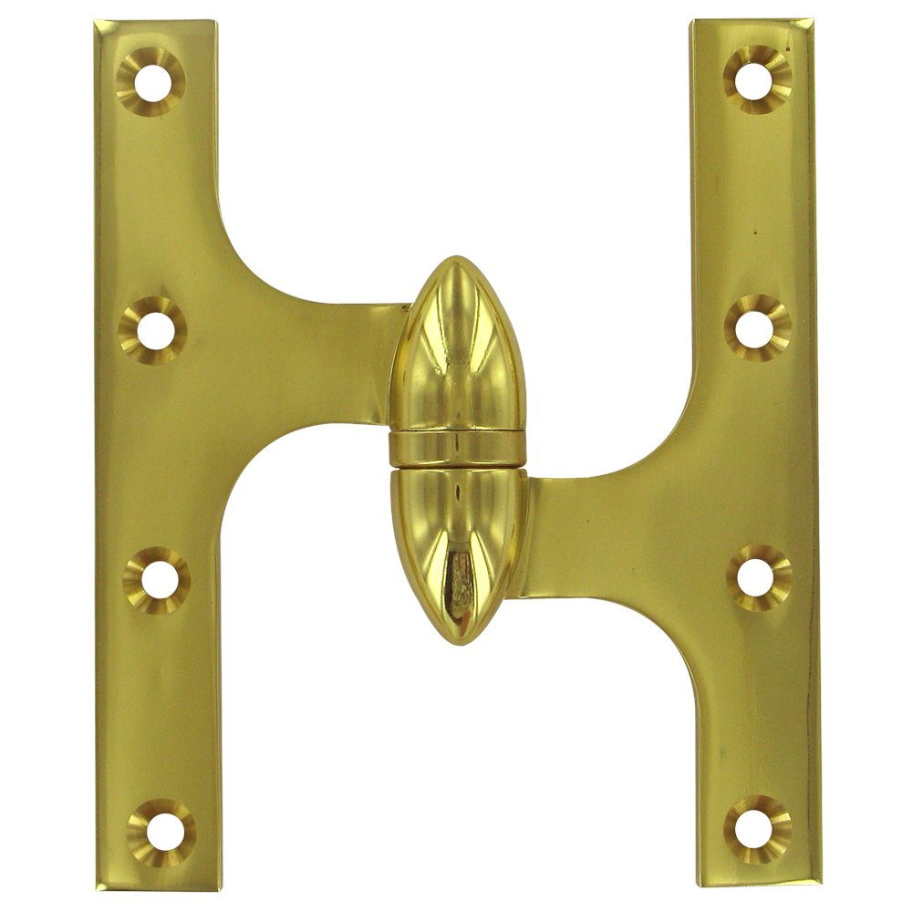 Deltana Solid Brass 6" x 5" Right Handed Olive Knuckle Door Hinge (Sold Individually) in Polished Brass