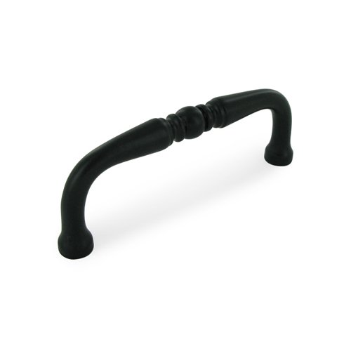 Deltana Solid Brass 3" Centers Traditional Wire Pull in Paint Black