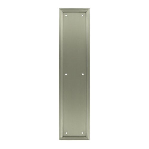 Deltana Solid Brass 15" x 3 1/2" Heavy Duty Framed Push Plate in Brushed Nickel