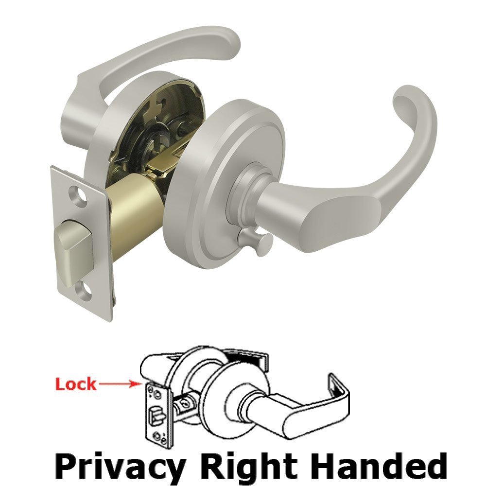 Deltana Right Handed Chapelton Lever Privacy in Brushed Nickel
