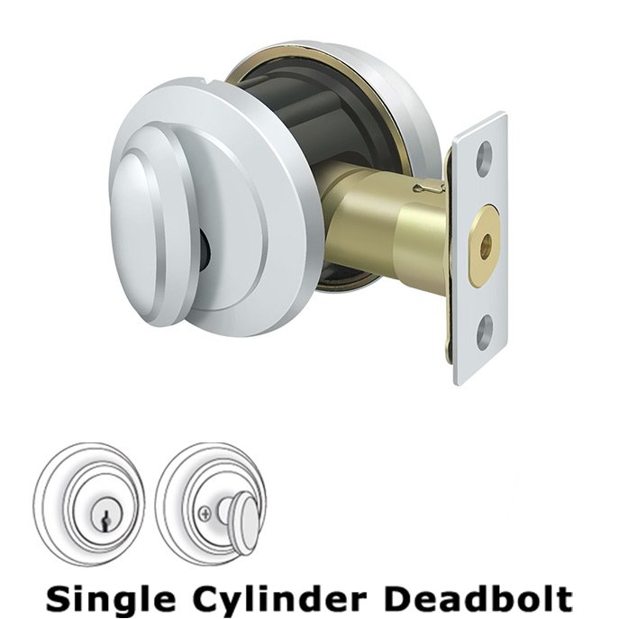 Deltana Solid Brass Port Royal Deadbolt Lock Grade 2 in Polished Chrome