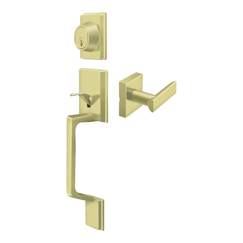 Deltana Highgate Handleset with Zinc Livingston Lever Entry in Polished Brass