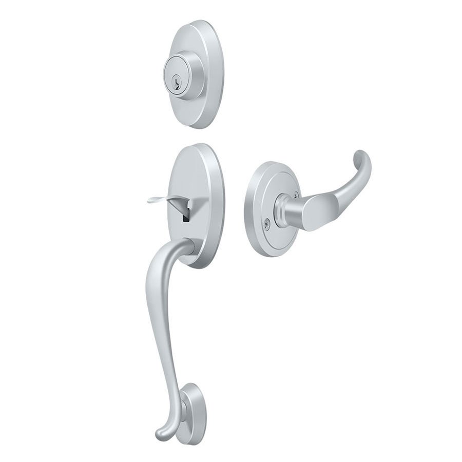 Deltana Riversdale Handleset with Chapelton Lever Entry in Polished Chrome
