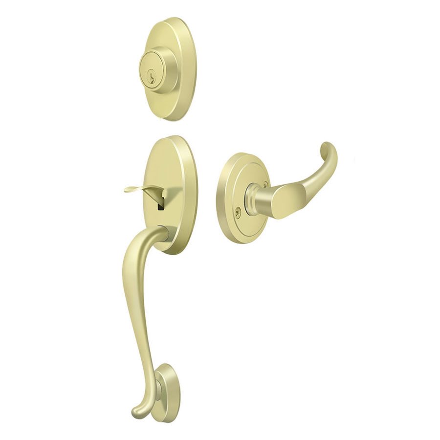 Deltana Riversdale Handleset with Chapelton Lever Entry in Polished Brass