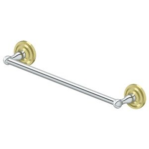 Deltana Solid Brass 18" Towel Bar in Polished Brass And Polished Chrome