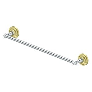 Deltana Solid Brass 24" Towel Bar in Polished Brass And Polished Chrome