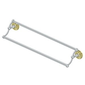 Deltana Solid Brass 24" Double Towel Bar in Polished Brass And Polished Chrome