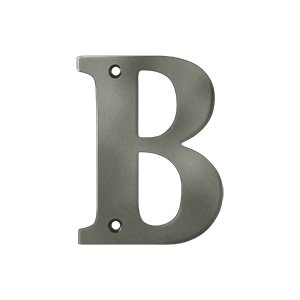 Deltana Solid Brass 4" Residential House Letter B in Antique Nickel