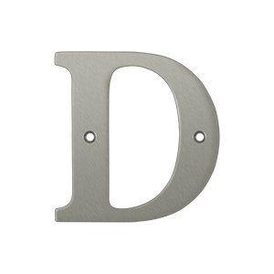 Deltana Solid Brass 4" Residential House Letter D in Brushed Nickel