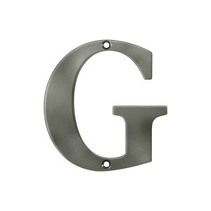 Deltana Solid Brass 4" Residential House Letter G in Antique Nickel