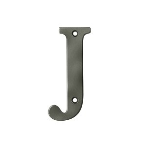 Deltana Solid Brass 4" Residential House Letter J in Antique Nickel