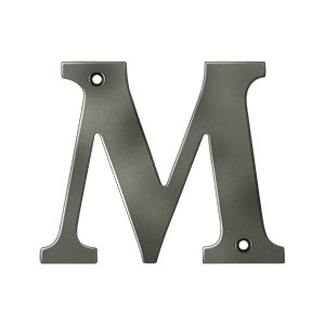 Deltana Solid Brass 4" Residential House Letter M in Antique Nickel