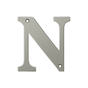 Deltana Solid Brass 4" Residential House Letter N in Brushed Nickel