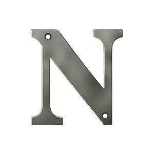 Deltana Solid Brass 4" Residential House Letter N in Antique Nickel