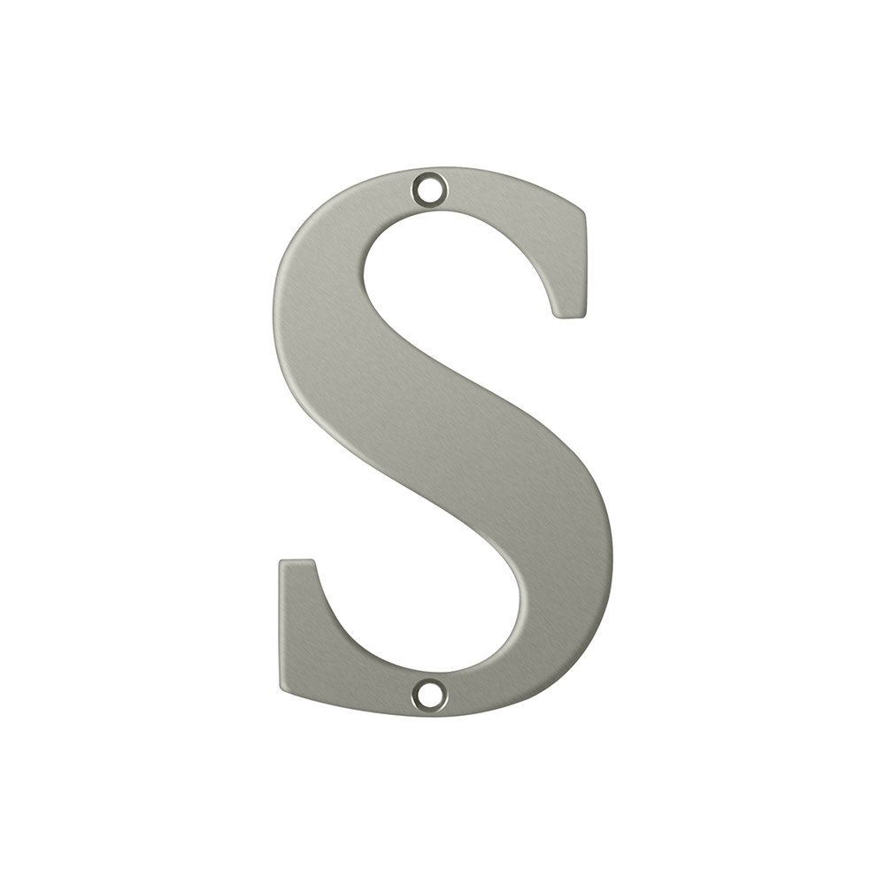 Deltana Solid Brass 4" Residential House Letter S in Brushed Nickel