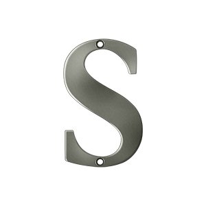 Deltana Solid Brass 4" Residential House Letter S in Antique Nickel