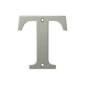 Deltana Solid Brass 4" Residential House Letter T in Brushed Nickel