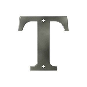 Deltana Solid Brass 4" Residential House Letter T in Antique Nickel