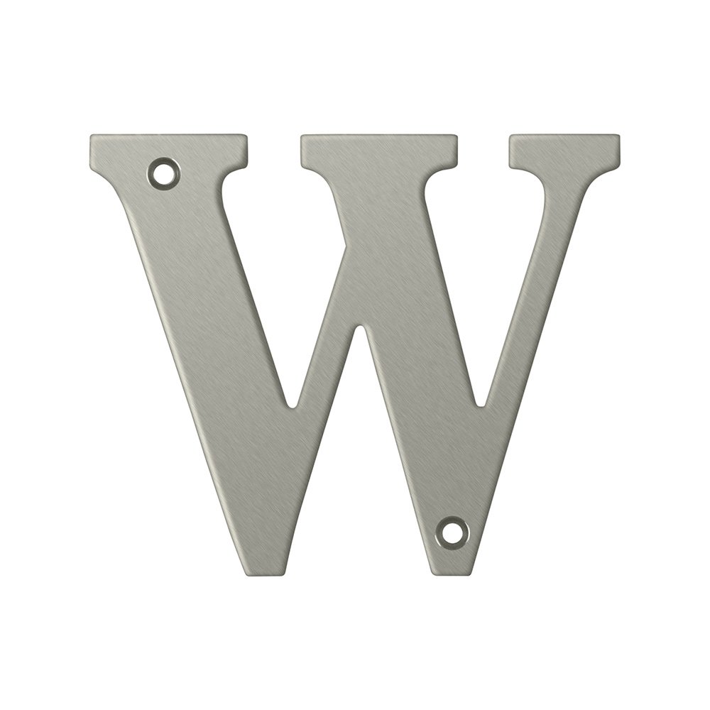 Deltana Solid Brass 4" Residential House Letter W in Brushed Nickel
