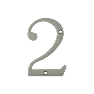 Deltana Solid Brass 4" Residential House Number 2 in Brushed Nickel